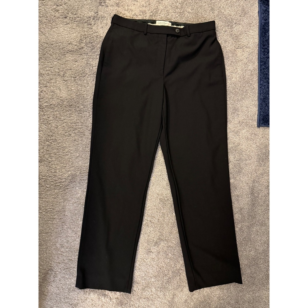 VTG Calvin Klein Collection Black 100% Wool Silk Lined Dress Pants Womens Size 8
